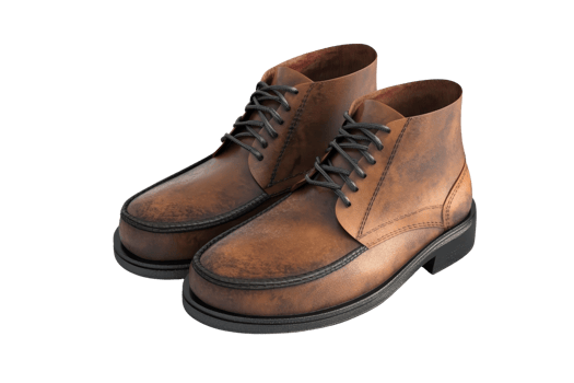Stylish brown leather men's boots isolated on transparent background. Perfect for fashion and apparel use. png