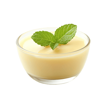 Smooth and creamy dessert topped with fresh mint leaves png
