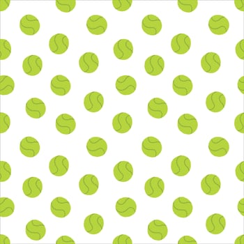 Seamless Green Tennis Ball Pattern on White Background. Concept of Sports Design, Athletic Element, Green Balls. For Prints, Wallpaper, Fabric, Wrapping paper vector