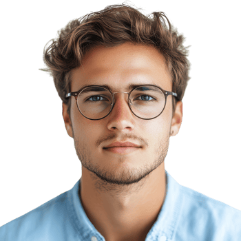 Portrait of a Young Man with Glasses for Professional Use png