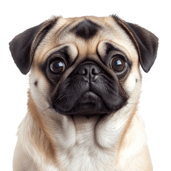 Pug Dog Portrait on White Background for Pet Lovers and Animal Enthusiasts png