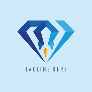 diamond rocket crypto logo design vector