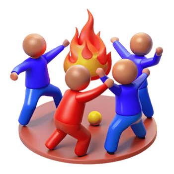 3D Cartoon People Dancing Around Fire png