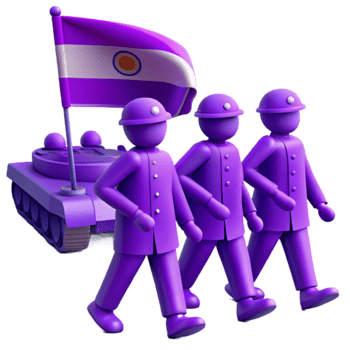 Purple Soldiers Marching with Tank png
