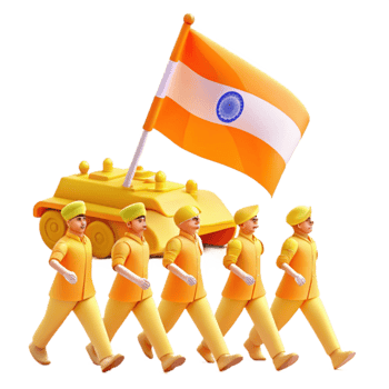 Soldiers Marching with Flag and Tank png