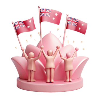 Three Figures Raising Flags png