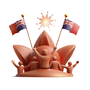 Celebration with Flags and Fireworks png