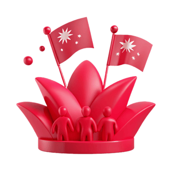 3D Red Flower with Flags png