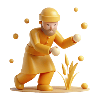 3D Cartoon Character Throwing Balls png