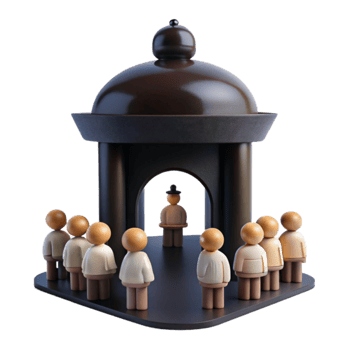 3D Render of People Around Structure png