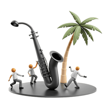 Saxophone Palm Tree 3D Illustration png