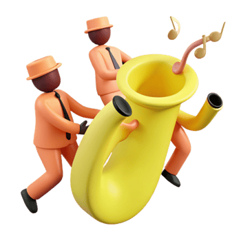 3D Cartoon Musicians Playing png