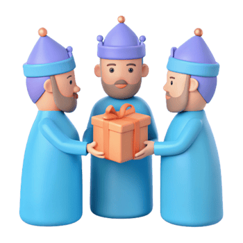 Three Cartoon Men Giving Gift png