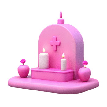 Pink Altar with Cross Candles png