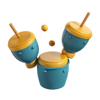 3D Rendered Blue and Yellow Drums png