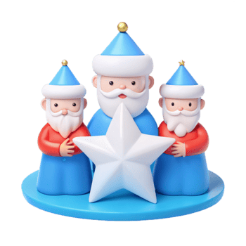Three Santas Holding Star png