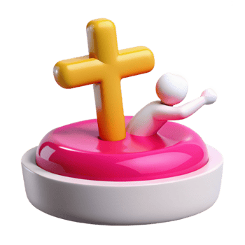 3D Icon Person Reaching for Cross png