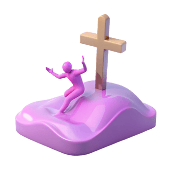3D Figure Reaching for Cross png