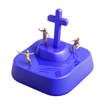 3D Render of Cross with Figures png