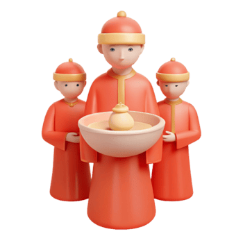 3D Cartoon Characters Holding Bowl png