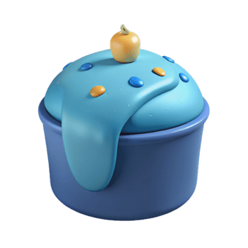 Blue Icing Cupcake with Sprinkles png