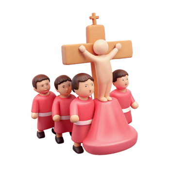 3D Render of Crucifixion Scene png