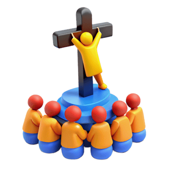 3D Render of a Person on a Cross png