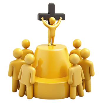 Group of People Around a Cross png