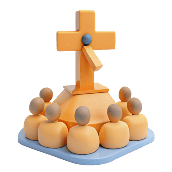 Cross Congregation 3D Render png