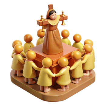 3D Render Figure Surrounded by People png
