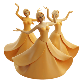 3D Cartoon Princesses Dancing png