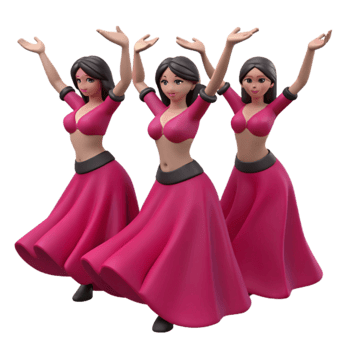 3D Cartoon Women Dancing png