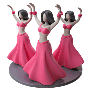 Three Dancing Women in Pink png