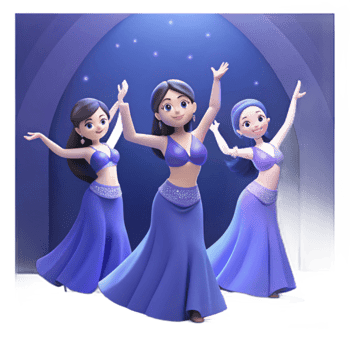 3D Cartoon Girls in Purple Outfits png
