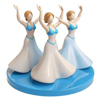 3D Dancing Women in Blue png