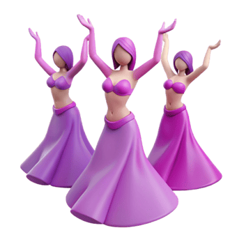 3D Dancers in Purple A Celebration of Movement and Grace png