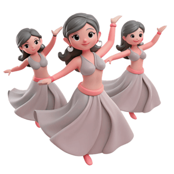 Dancing Women in Grey Skirts png