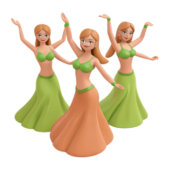 3D Cartoon Women Dancing png