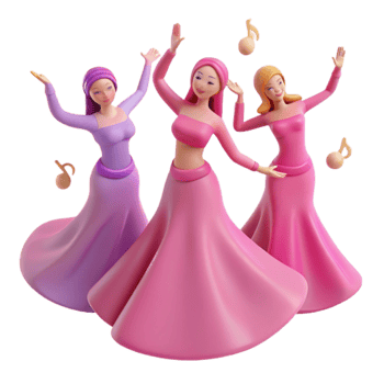 Dancing Girls in Pink Dresses png