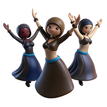 3D Cartoon Women Dancing png