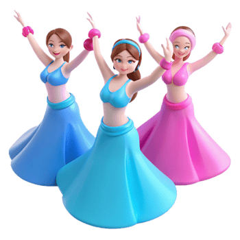 Dancing Girls in Colorful Skirts png