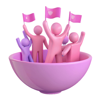 People in a Bowl with Flags png