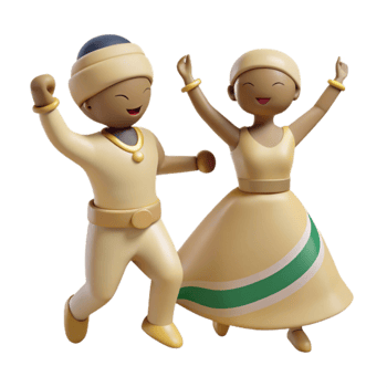 Happy Dancing Couple 3D Render png