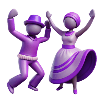 Dance Party Fun Couple in Purple Celebrates png