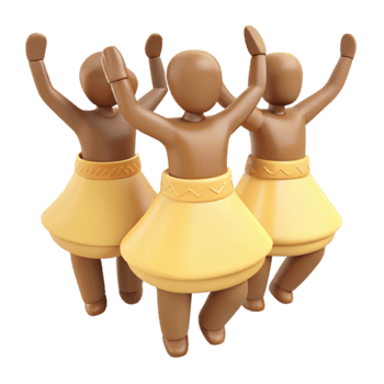 Three 3D Figures Dancing png