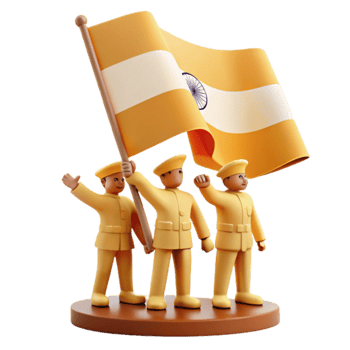 3D Illustration Figures Holding a Flag png