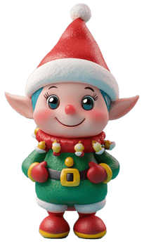 Cute 3D plastic Santa's helper elf character. Isolated 3D object. png