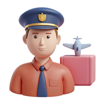 Pilot with Luggage and Airplane png