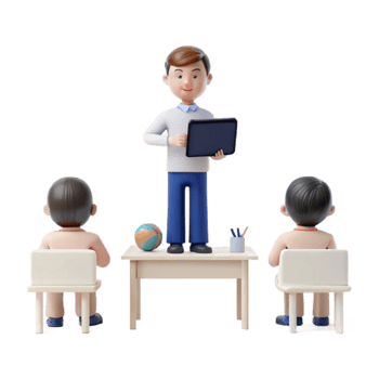 Teacher Using Tablet in Classroom png
