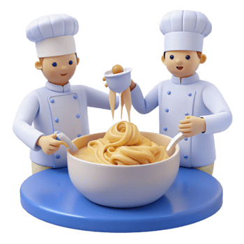 Chefs Mixing Dough in Bowl png